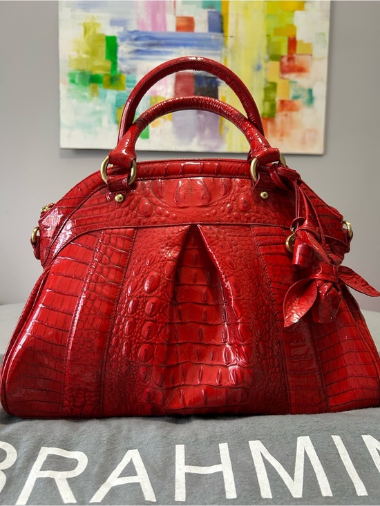 Brahmin Handbags - 🌹 BRAHMIN Louise Rose Party Red Sweetheart Satchel